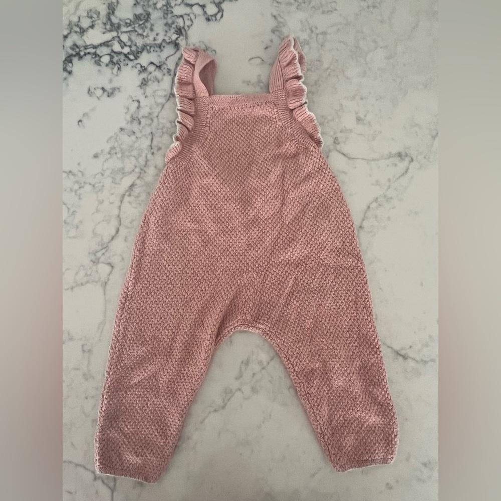Zara Pink Textured Knit Ruffle Strap One-Piece